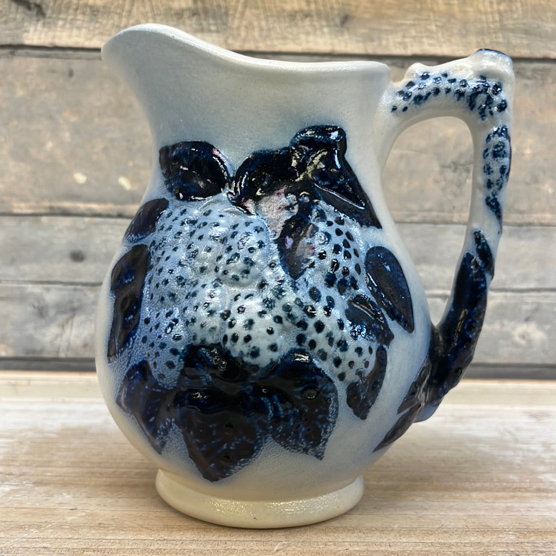 Vintage Salt Glazed Stoneware Pitcher, Strawberries