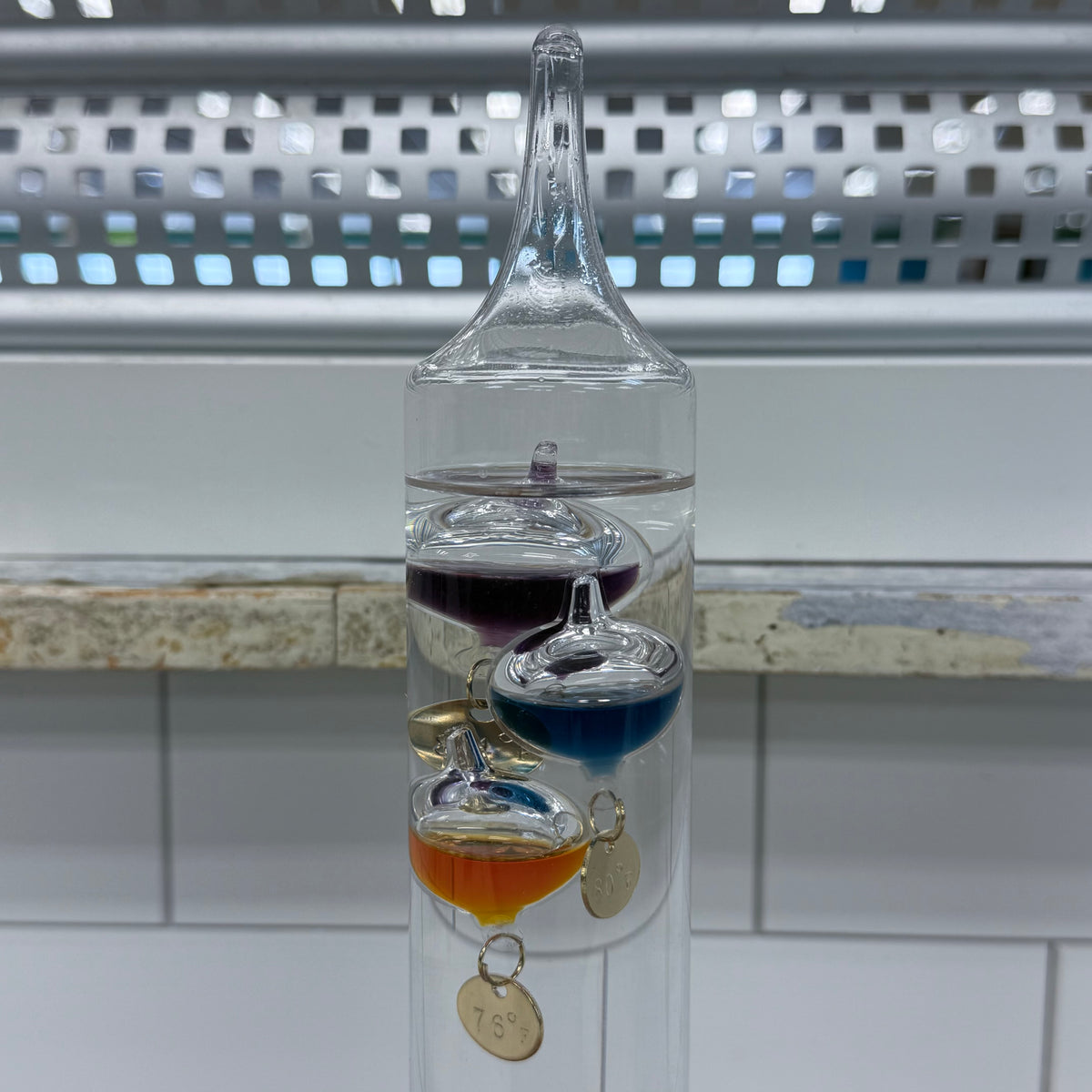 Galileo Thermometer 15 Inch Colorful Floating Glass Bulbs
