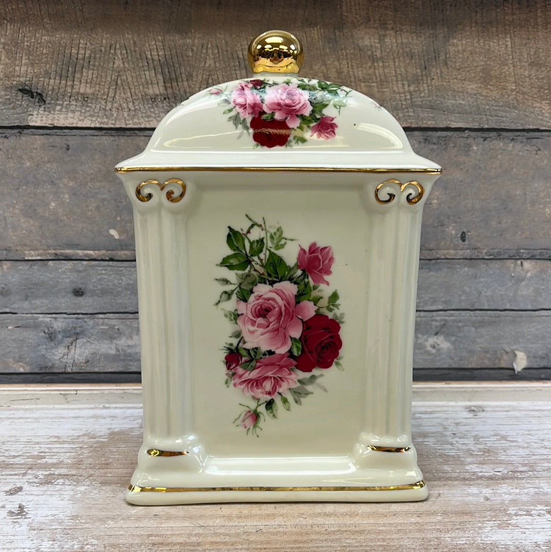 Formalities by Baum Bros. Victorian Rose Porcelain Clock