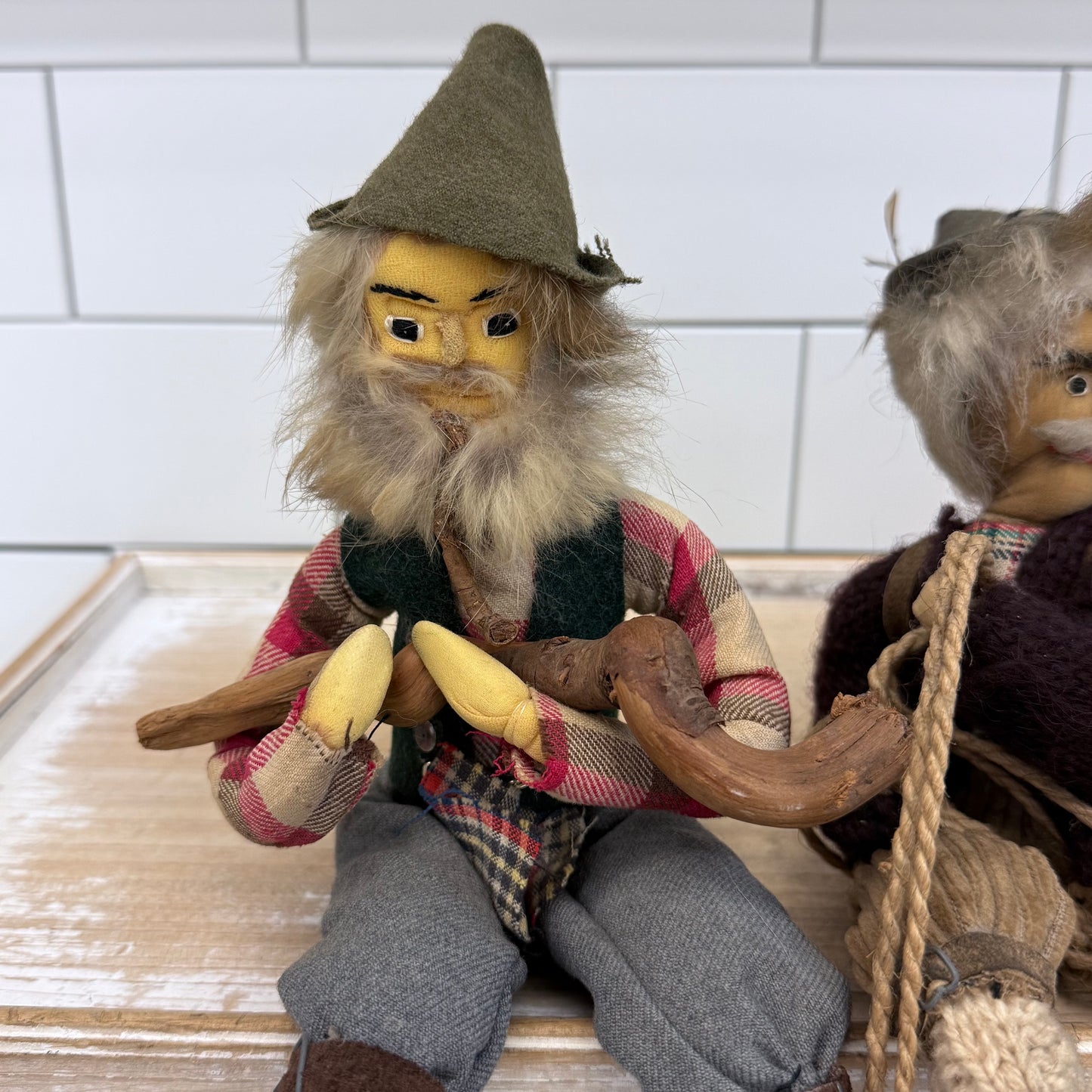 Scandinavian Alpine Folk Art Posable Dolls Set of 3 Vintage 1970s