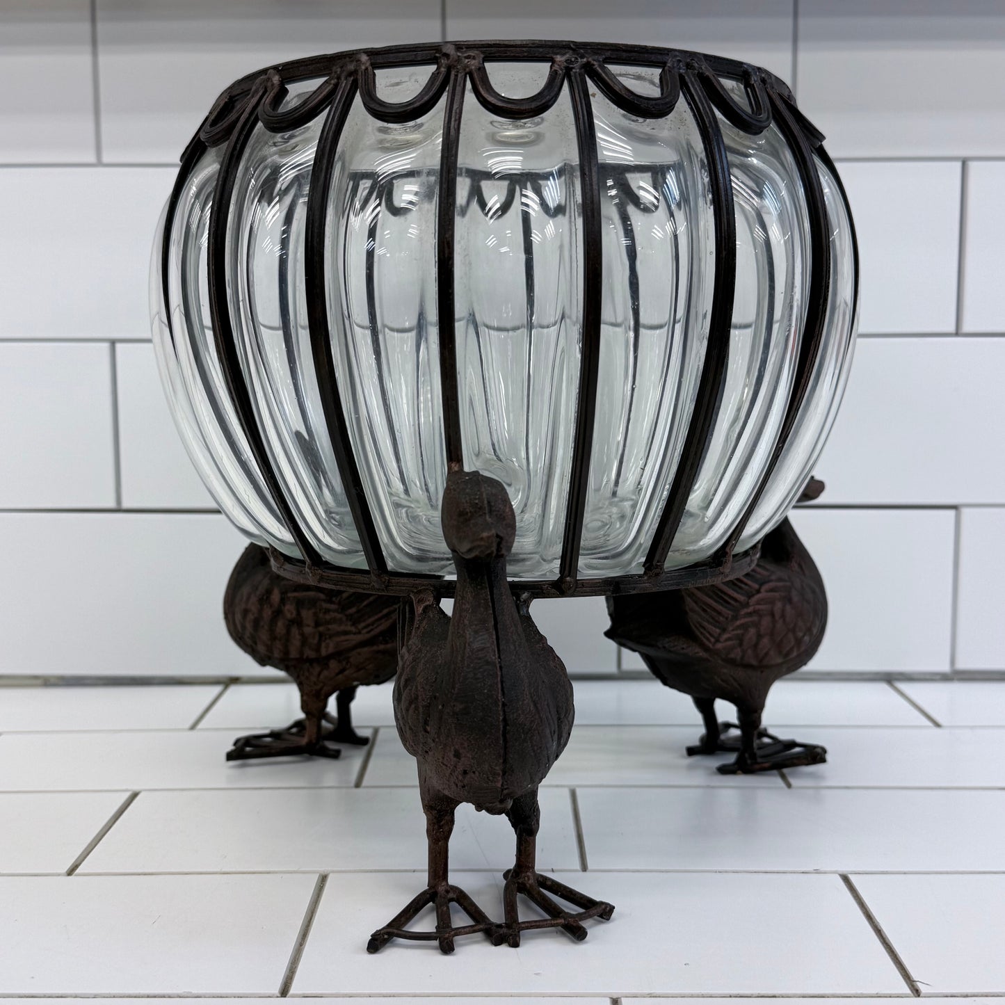 Duck Footed Planter Centerpiece with Glass Bowl