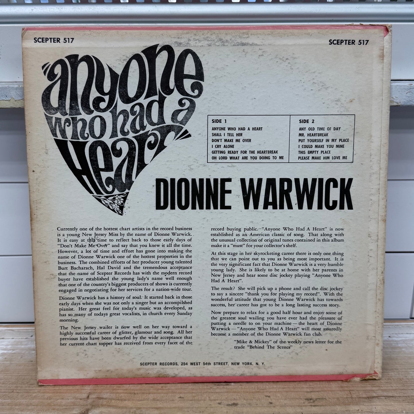 Dionne Warwick Anyone Who Had a Heart Vinyl 1964 SPS-517
