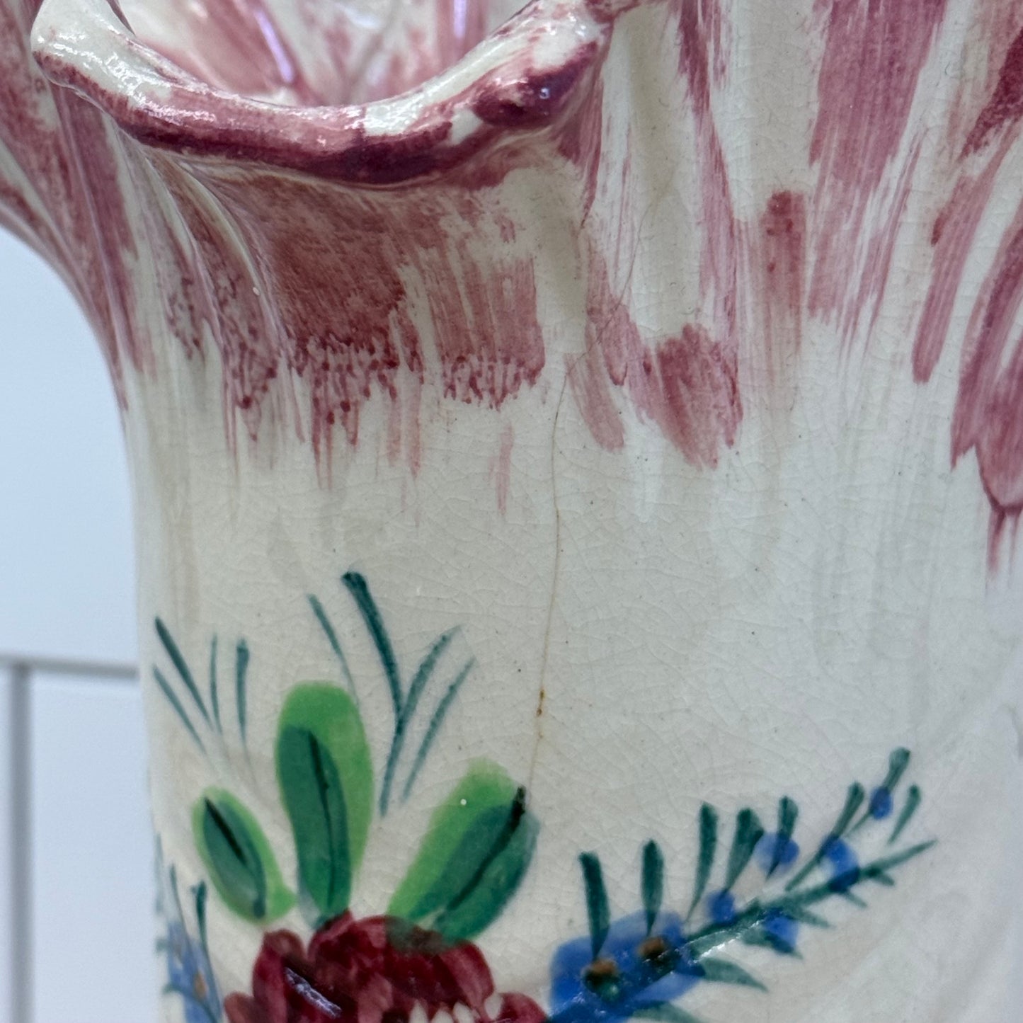 Japanese Figural Geese Floral Ceramic Vase 1950s