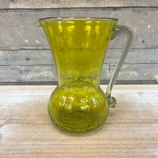 Hand-Blown Crackle Glass Pitcher