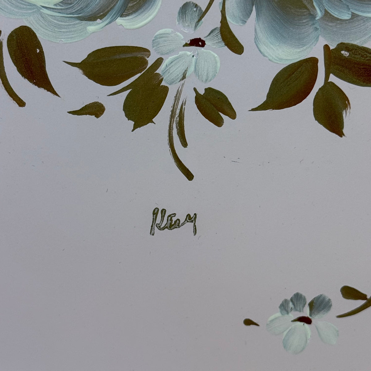 Vintage Hand Painted Pink Floral Tole Metal Tray 15”