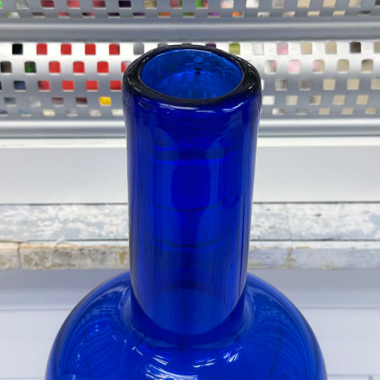 Blue Art Glass Centerpiece Bottle Vase