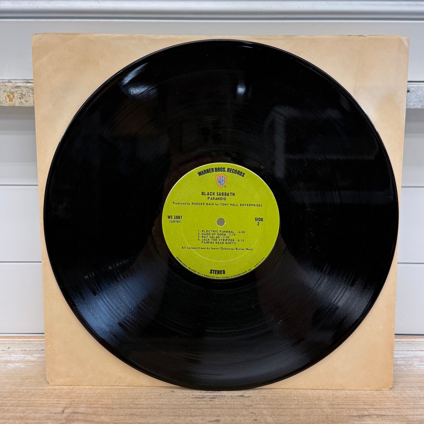 Black Sabbath Paranoid Rare Vinyl Record LP 1970 #WS 1887