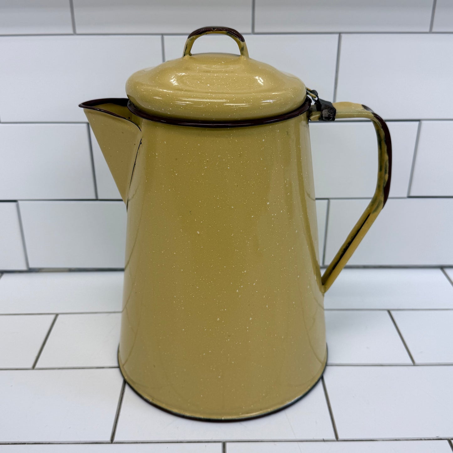 Vintage Speckled Enamelware Coffee Pot Farmhouse Kitchen Decor