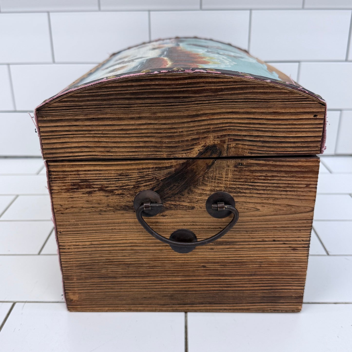 Hand Painted Duck Hunting Wooden Treasure Chest Storage Box Rustic