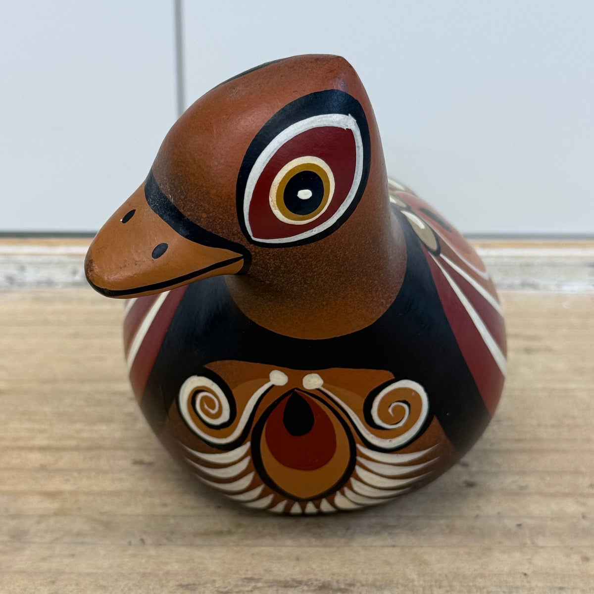 Vintage Mexican Folk Art Hand Painted Pottery Pheasant Bird