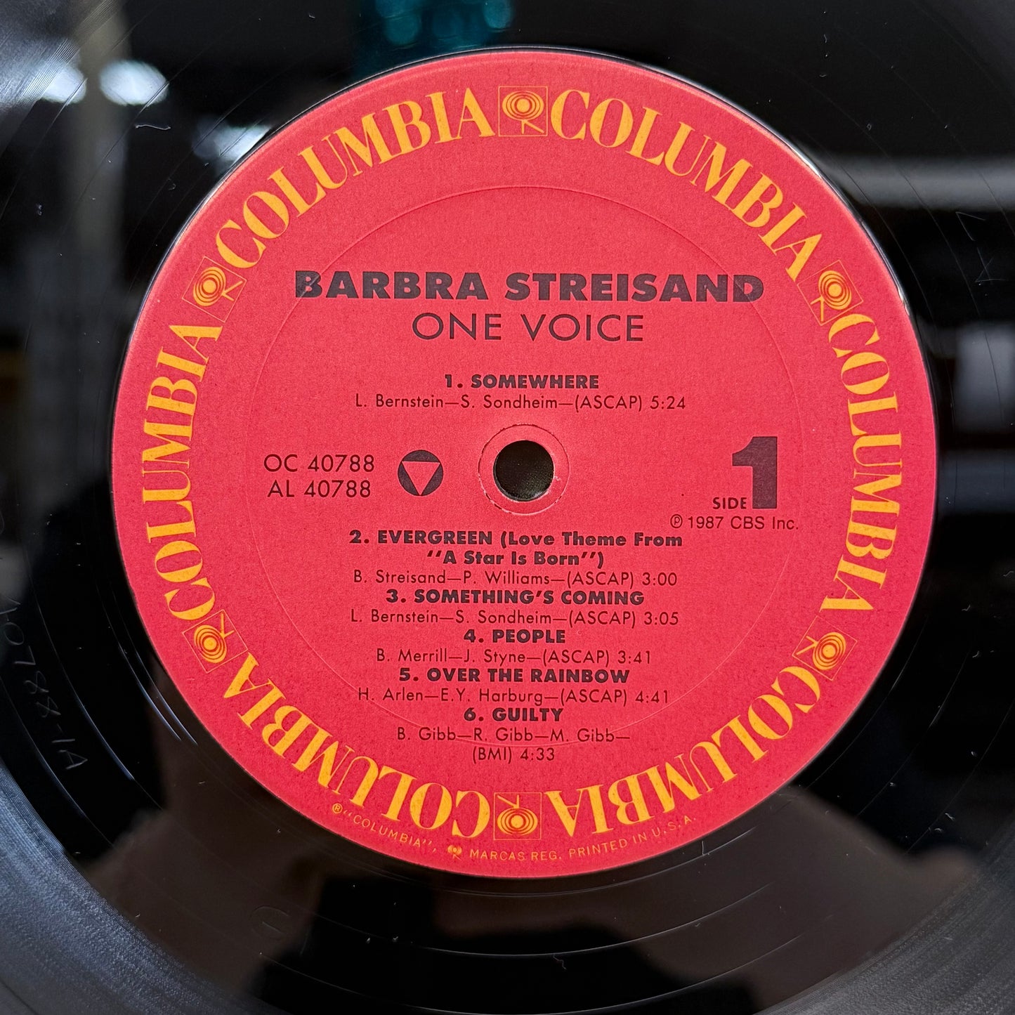 Barbra Streisand One Voice Vinyl Record LP 1987 #OC 40788
