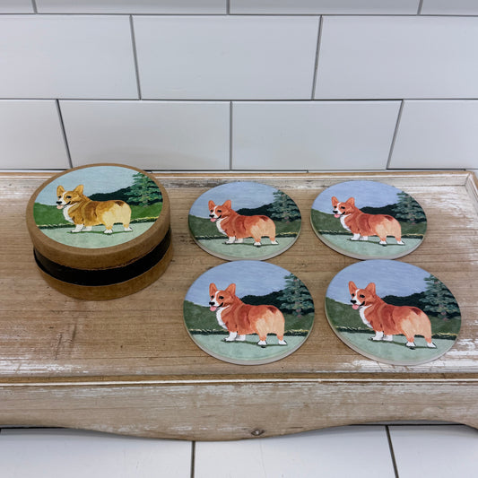 Zeppa Studios Corgi Fur Children Bisque Coasters Set of 4