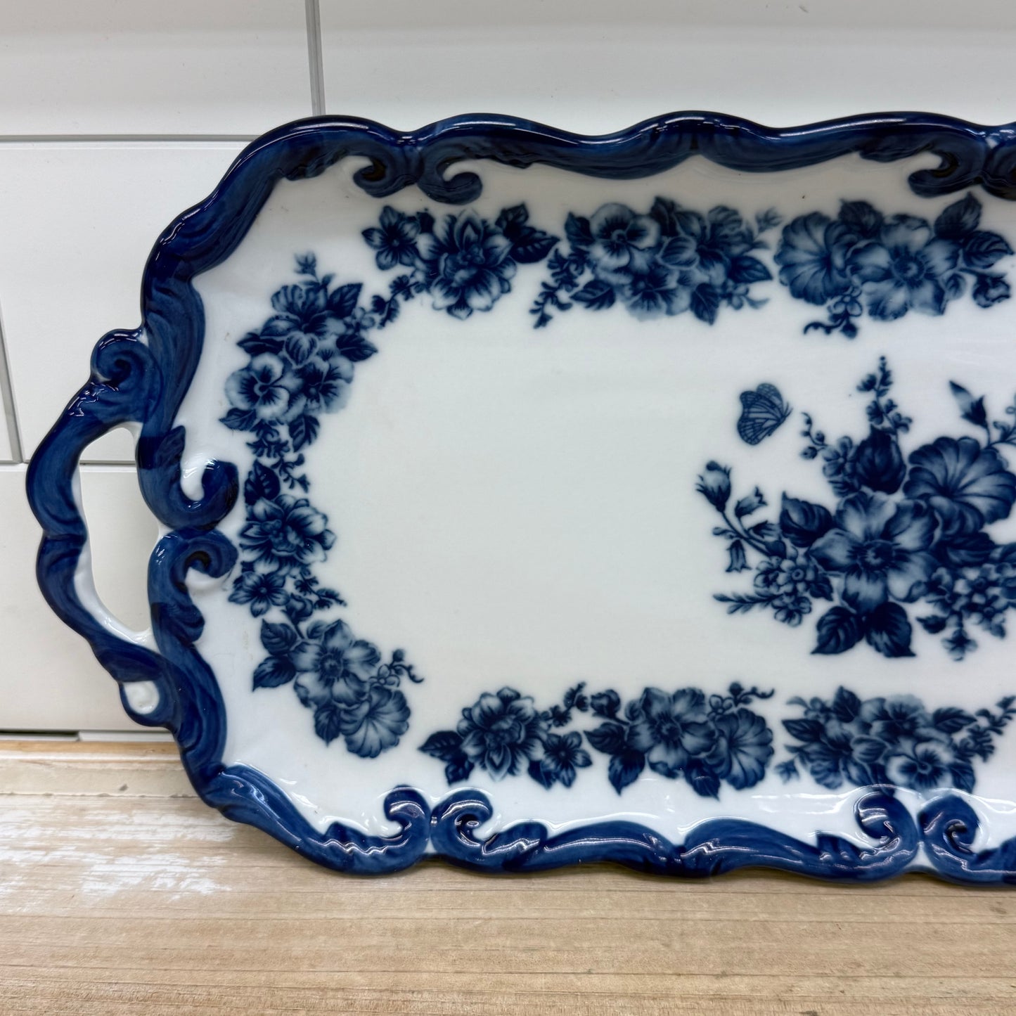 Floral Handled Vanity Tray, Porcelain