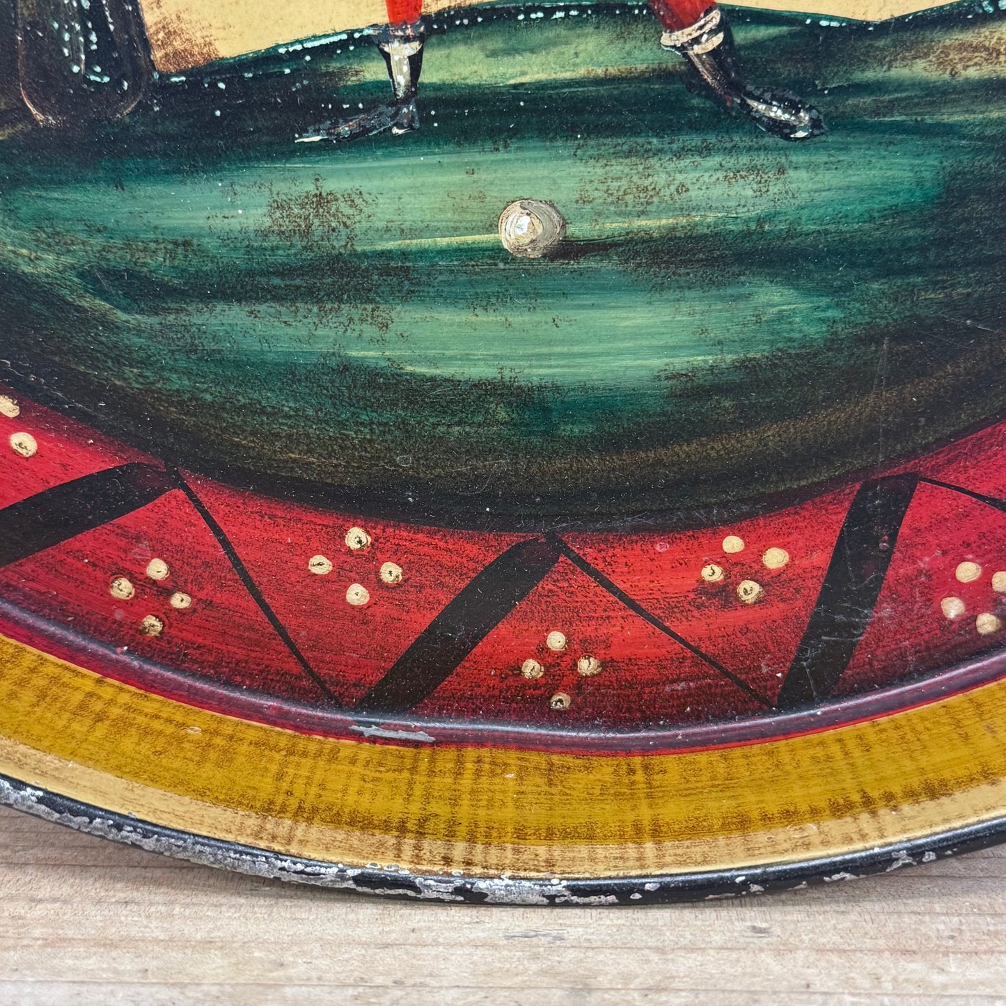 Vintage Hand Painted Golf Toleware Serving Tray