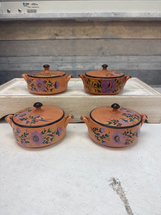 Cermod Hand Painted Floral Crocks, Set of 4