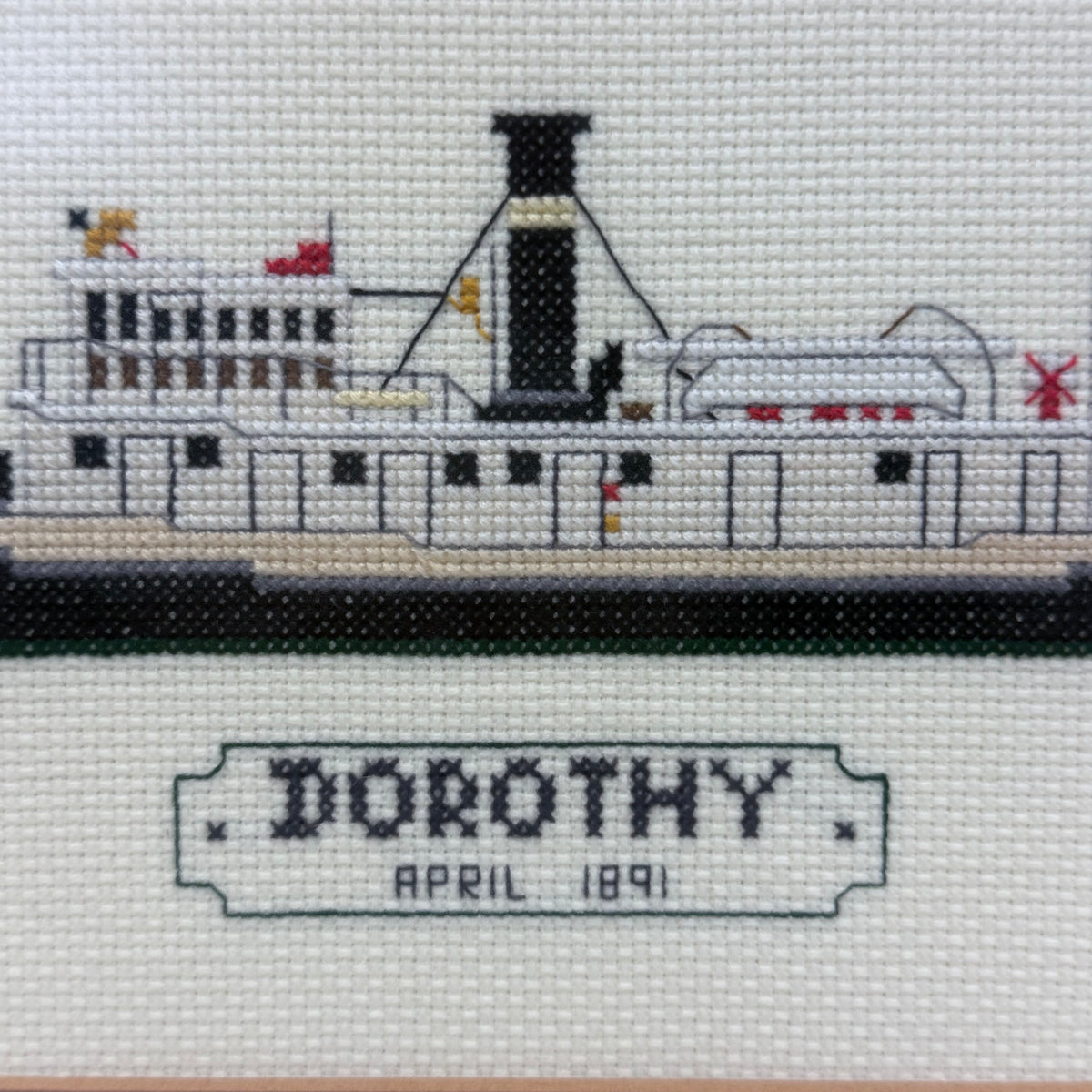 Tugboat Dorothy Newport News Framed Cross Stitch 1979