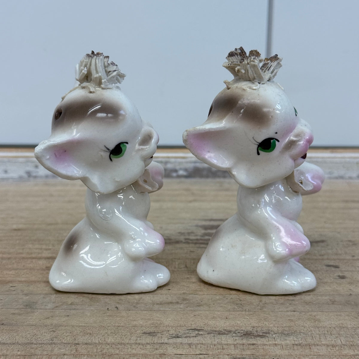 Ceramic Cat Salt Pepper Shaker Pair Vintage 1950s