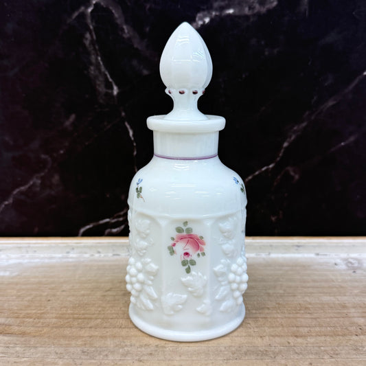 Westmoreland Milk Glass Bottle, Hand Painted
