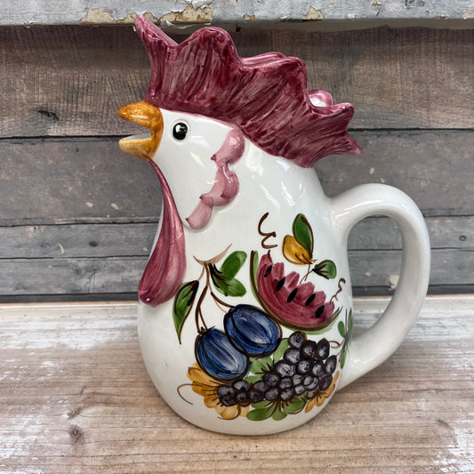 Majolica Style Rooster Pitcher