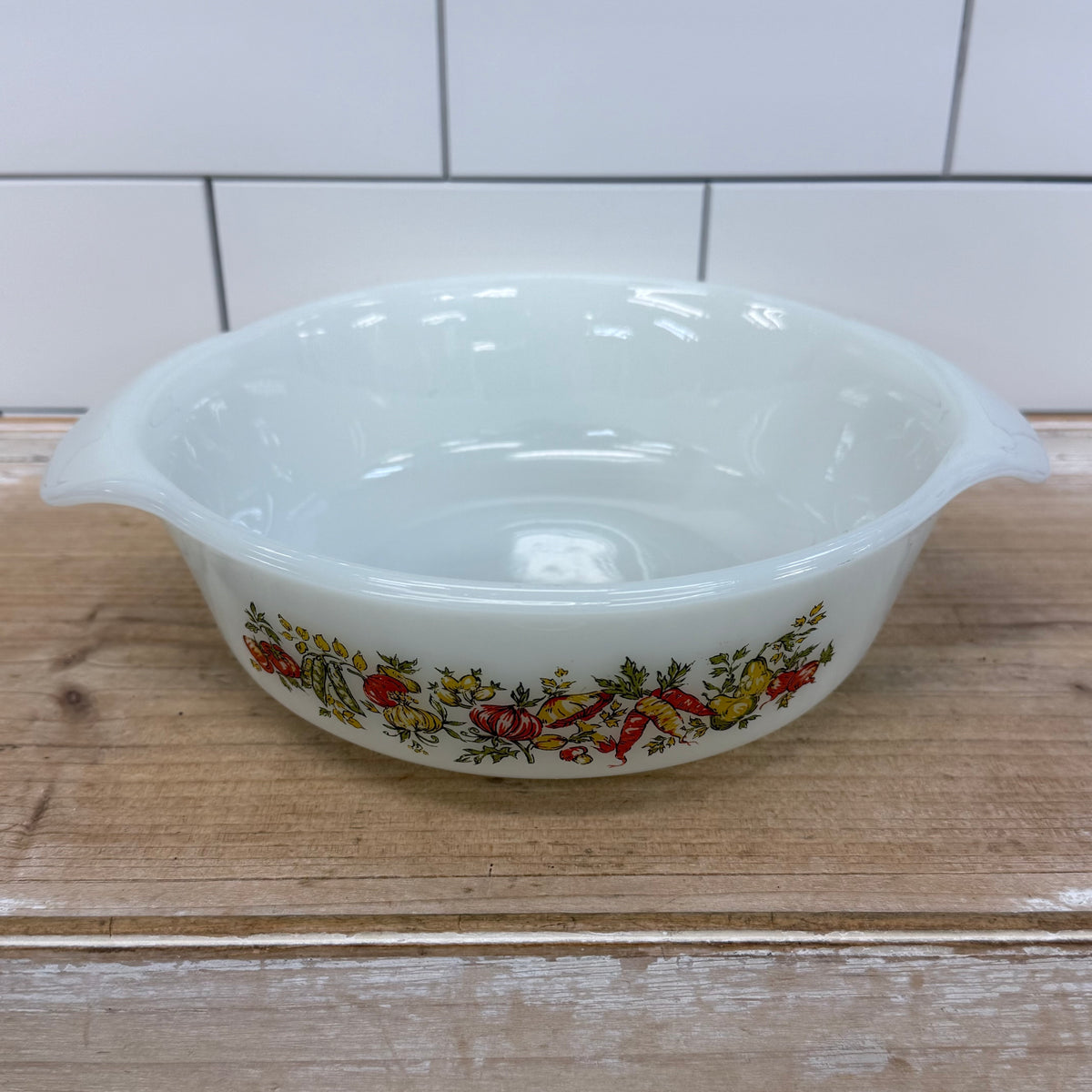 Fire-King Vegetable Pattern Casserole Dishes Set of 2 Vintage