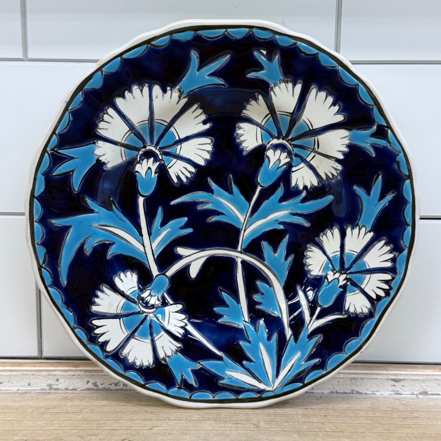 Lindos Pottery Greece Hand Painted Floral Plate 7” Ceramic