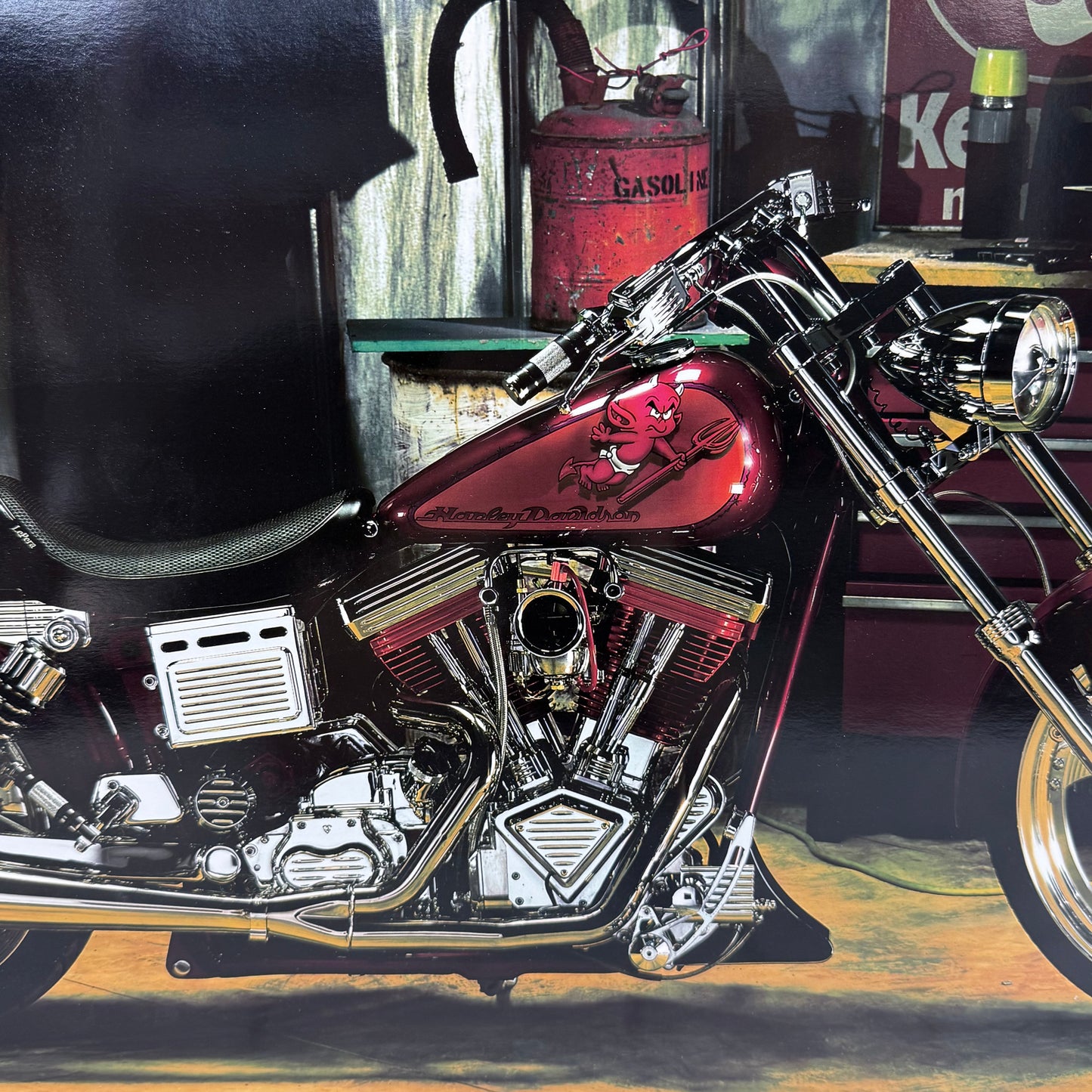 Harley-Davidson Wide Glide Motorcycle Garage Poster
