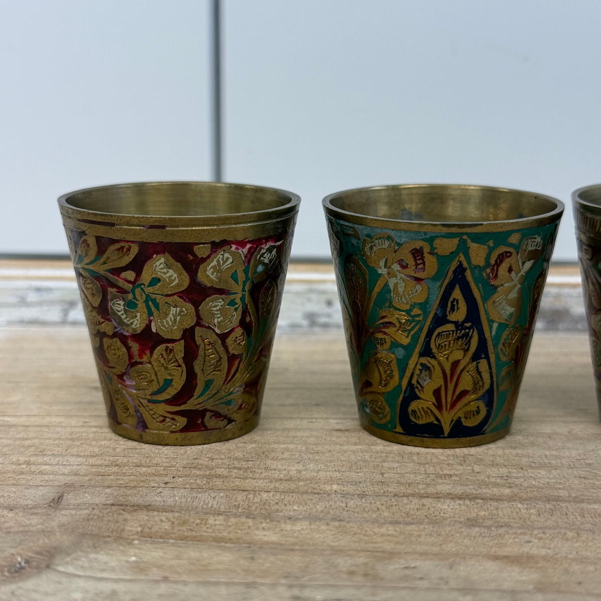 Indian Brass Floral Shot Cups Set of 6