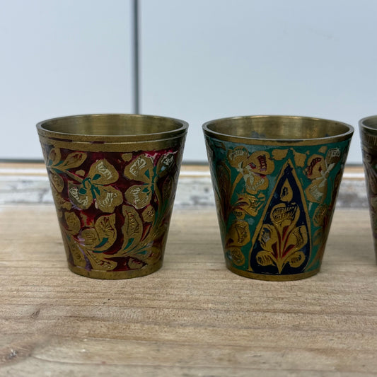 Indian Brass Floral Shot Cups Set of 6