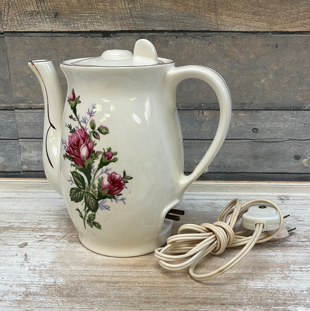 Vintage Holmar Electric Floral Porcelain Teapot, 1960s