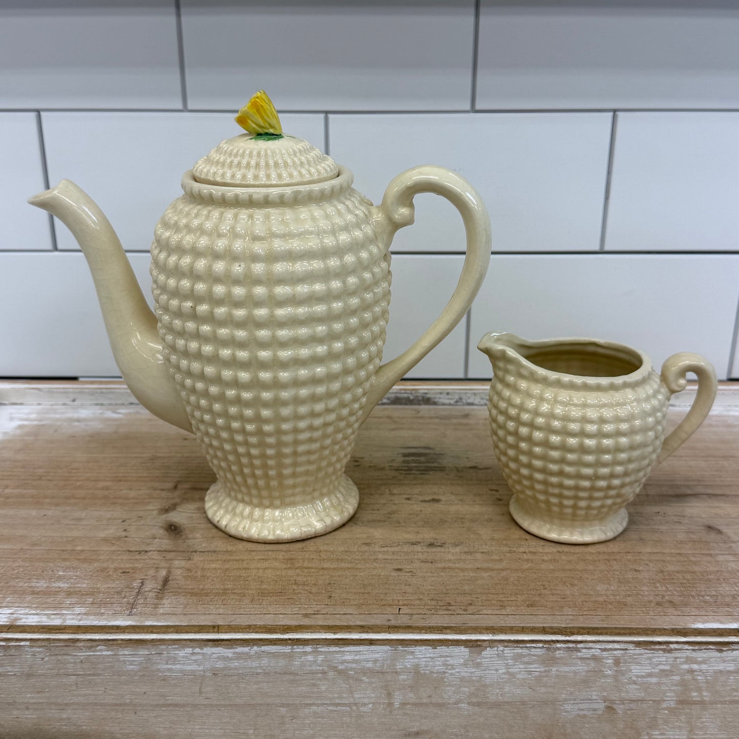 Maruhon Ware Hobnail Coffee Pot & Creamer Set 1950s