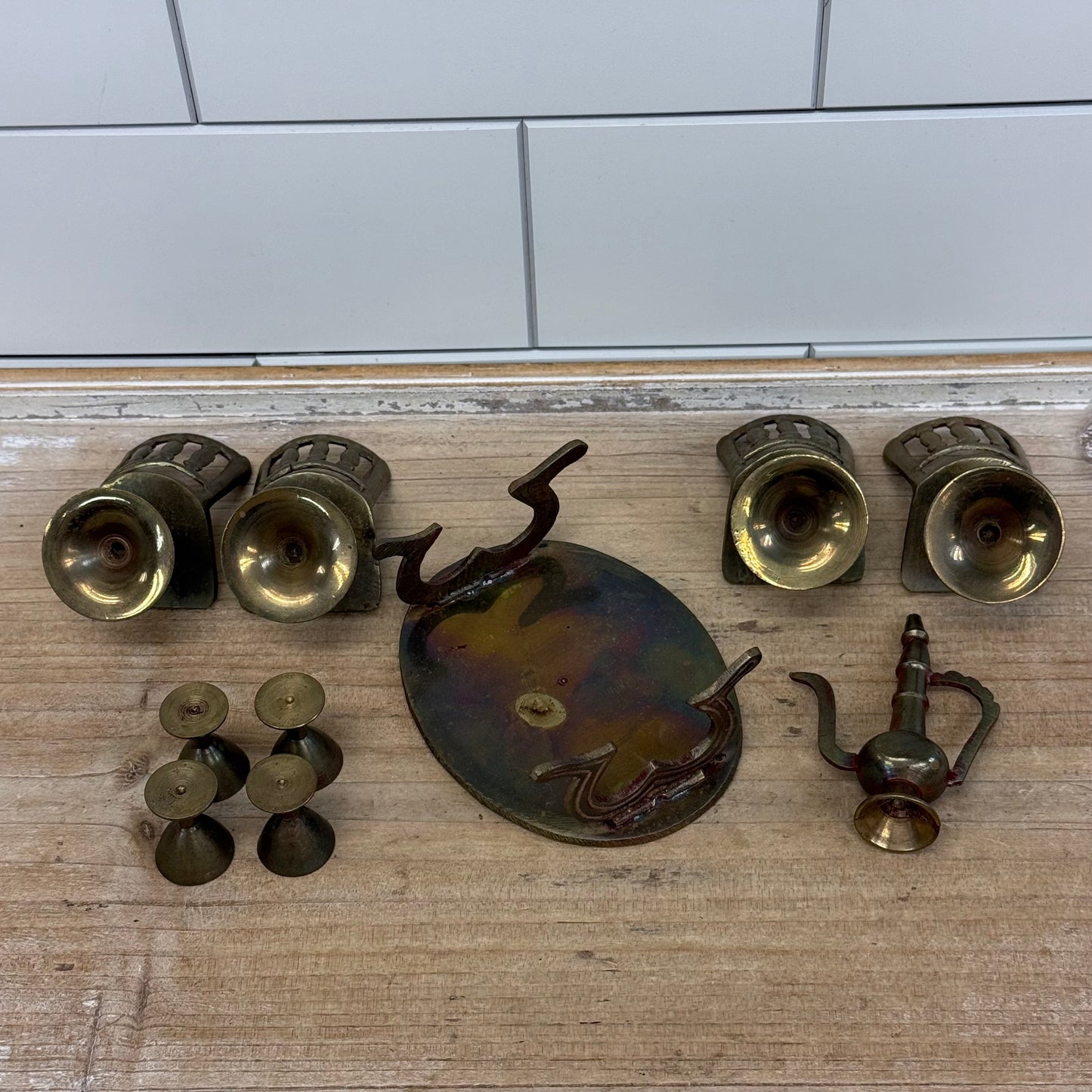 Miniature Brass Dollhouse Furniture & Decor Lot of 14 Pieces