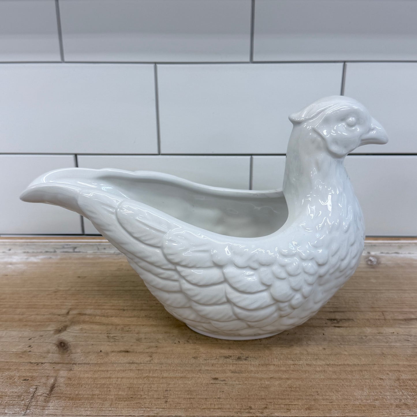 Williams Sonoma Pheasant Ceramic Gravy Boat White Serving Dish