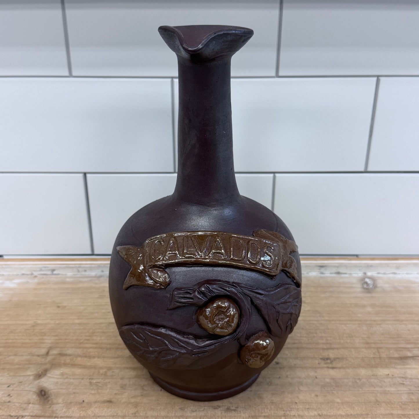 French Calvados Apple Brandy Ceramic Jug France 1960s-70s