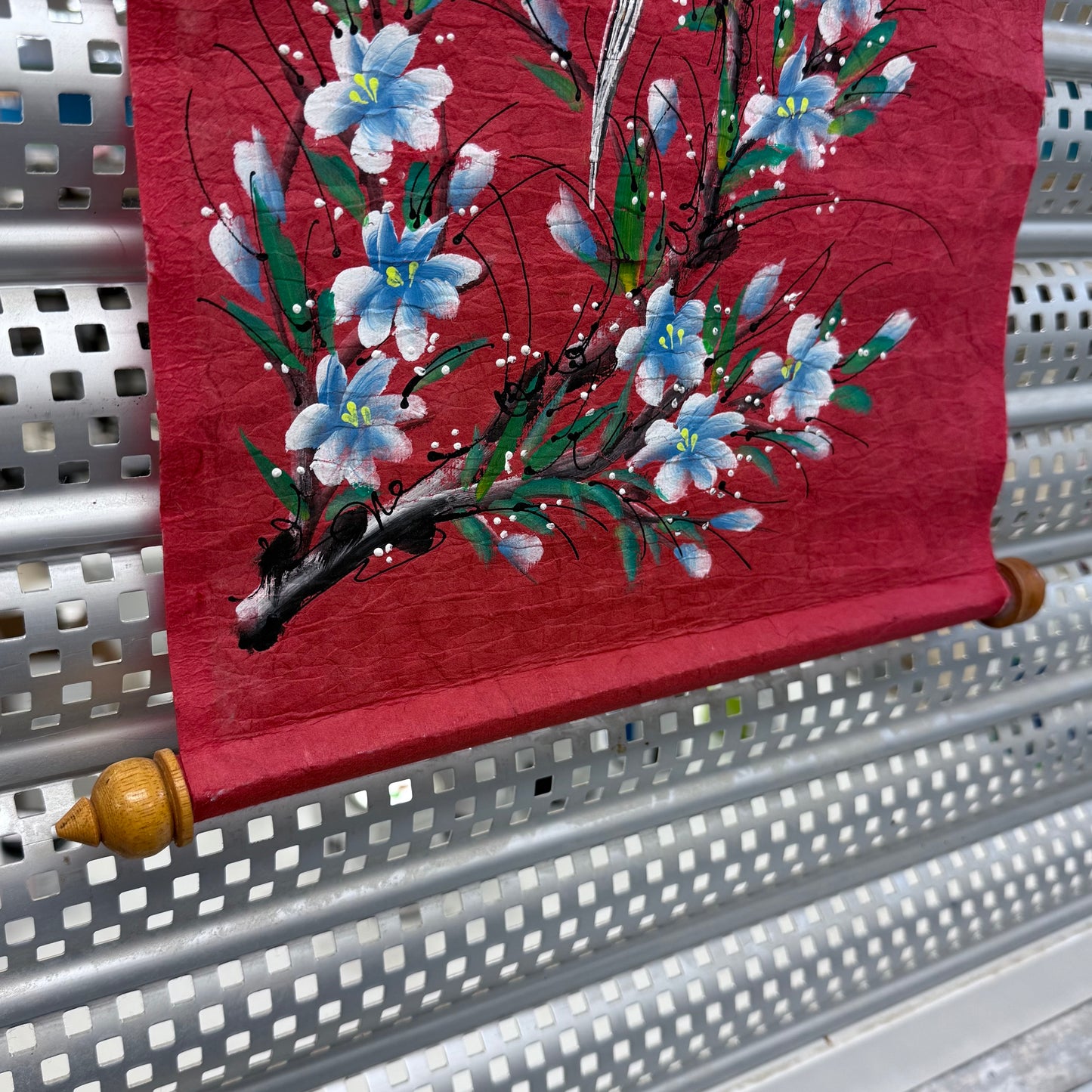 Bird Wall Scroll, Hand Painted