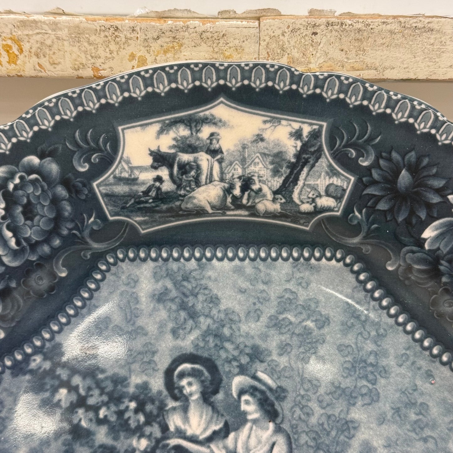 Flow Blue Style Transferware Dinner Plate