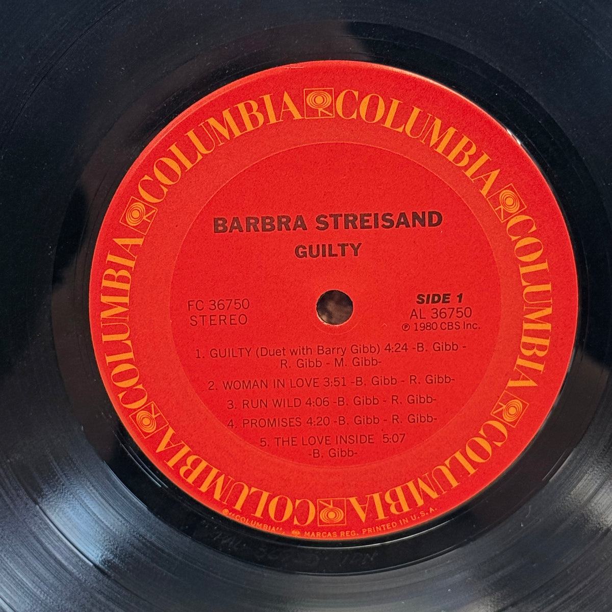 Barbra Streisand Guilty Vinyl LP 1980 -- FC 36750