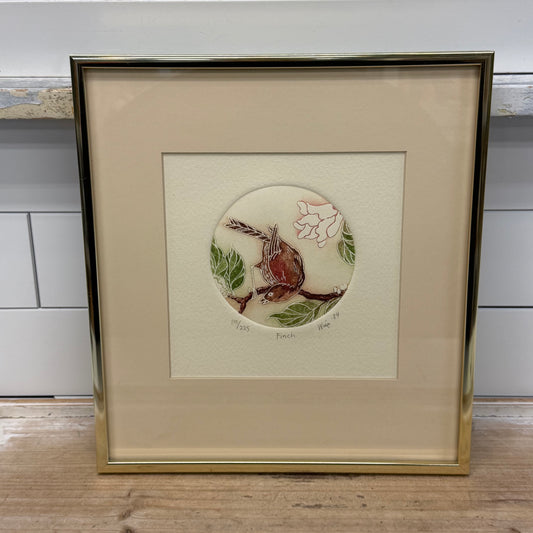 Finch Bird Etching Signed Limited Edition 110/225 Vintage 1984