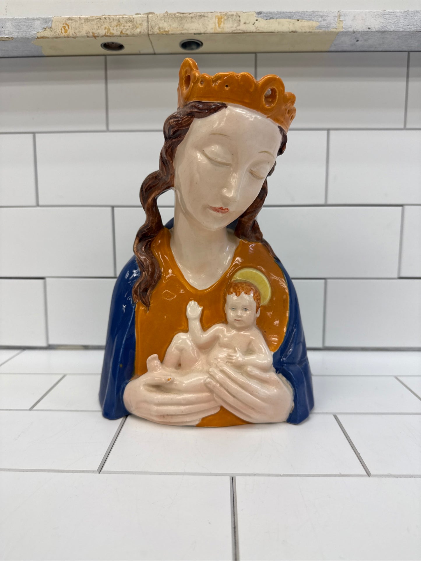 Virgin Mary and Jesus Figurine, Porcelain