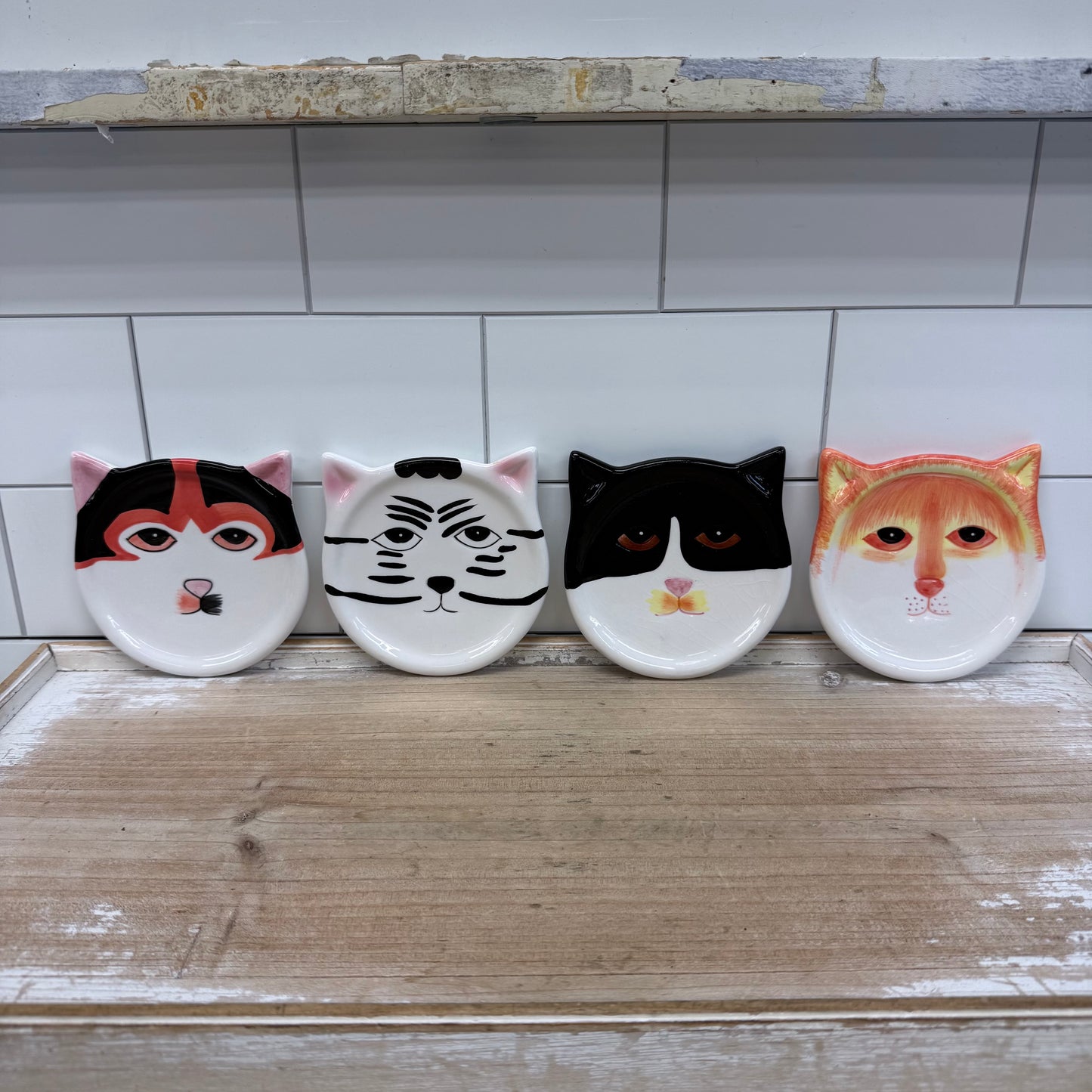 Bandwagon Cat Coasters Set of 4 Ceramic 2001