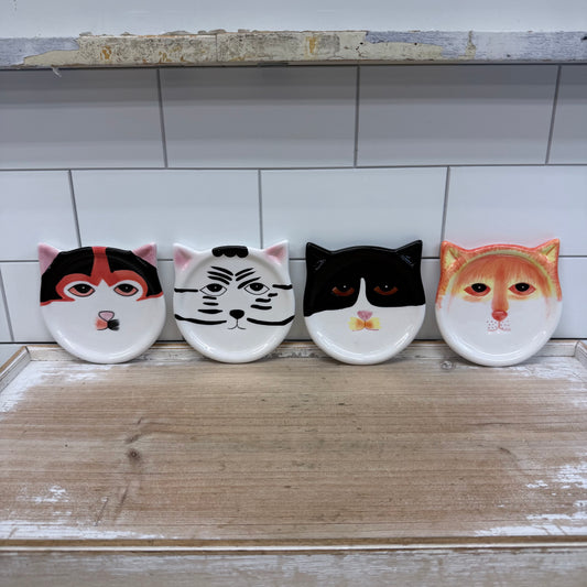 Bandwagon Cat Coasters Set of 4 Ceramic 2001