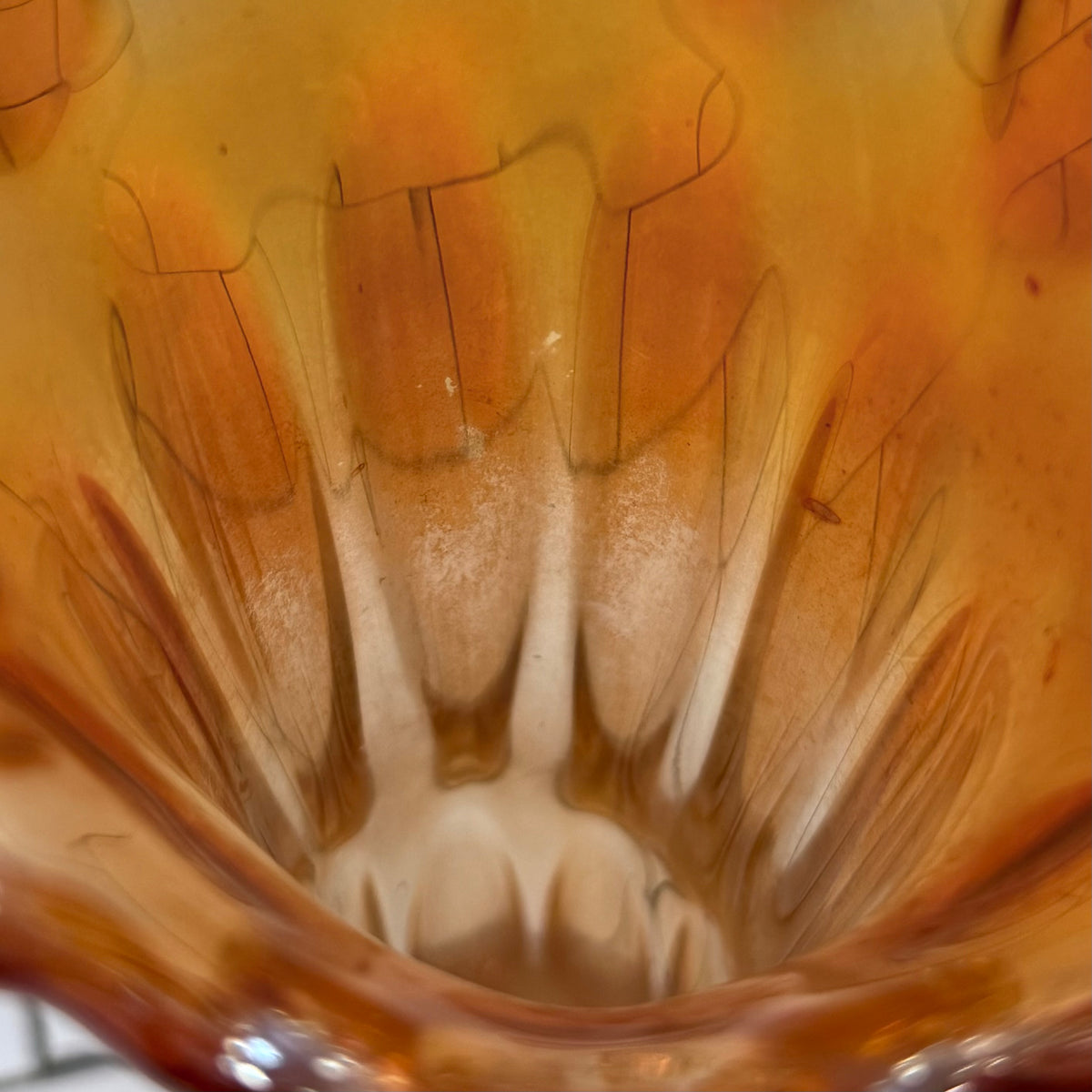 Fenton Long Thumbprint Marigold Carnival Glass Vase c. 1910
