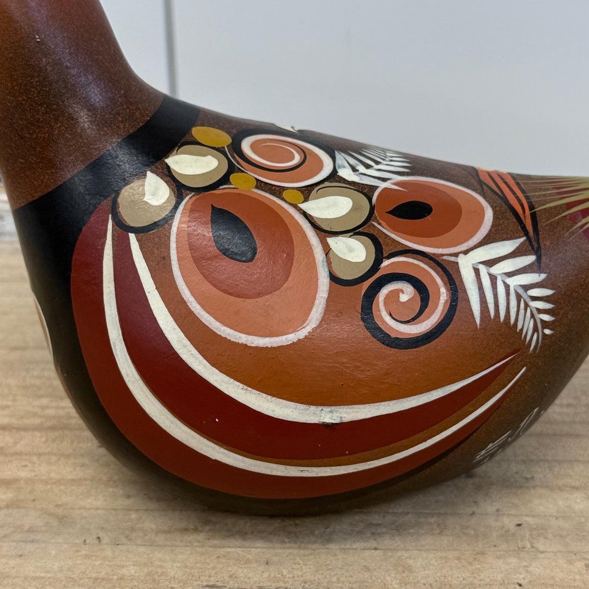 Vintage Mexican Folk Art Hand Painted Pottery Pheasant Bird