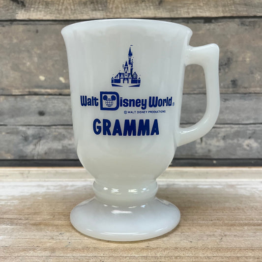 Vintage Walt Disney Gramma Milk Glass Mug, 1970s
