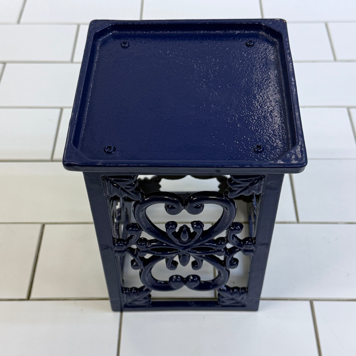 Navy Blue Cast Iron Cookbook Stand & Utensil Holder Set