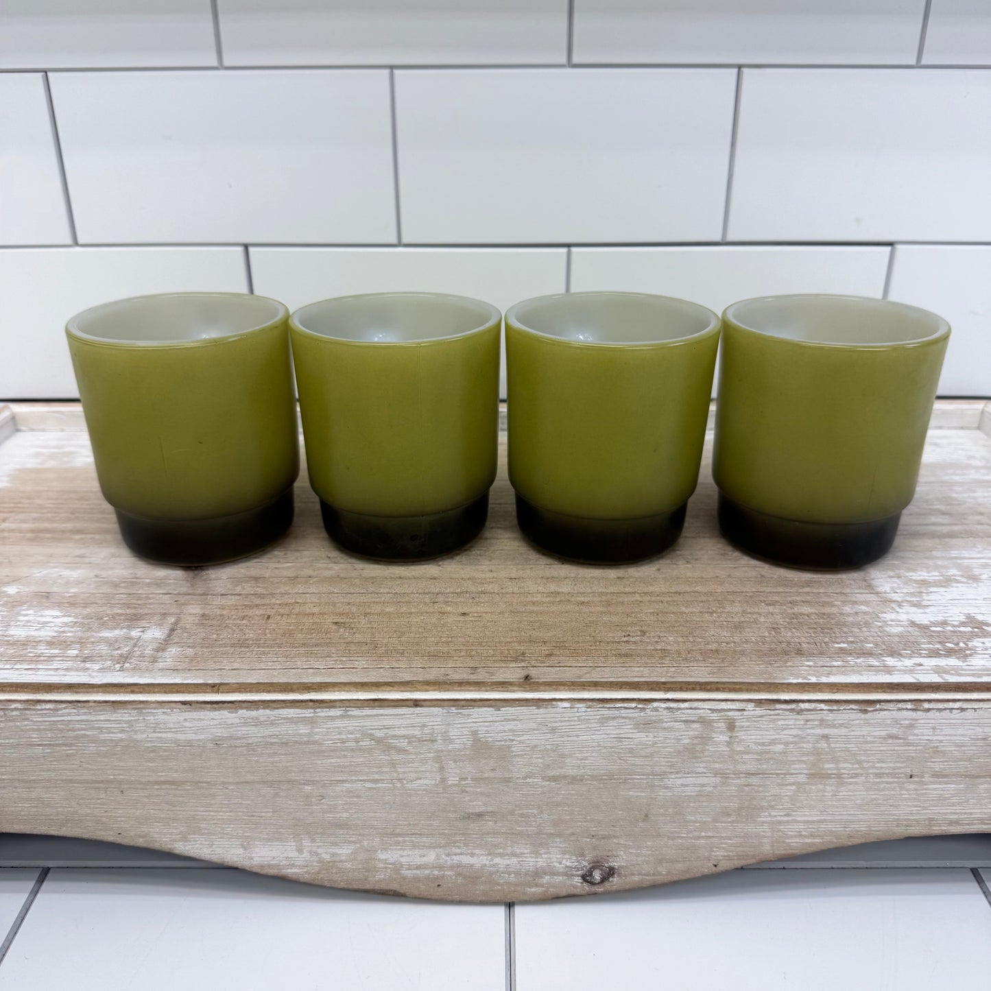 Fire King Mugs Stackable Glass, Set of 4