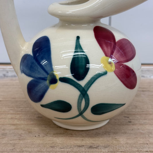 Purinton Slip Ware Floral Honey Syrup Pitcher USA 1950s