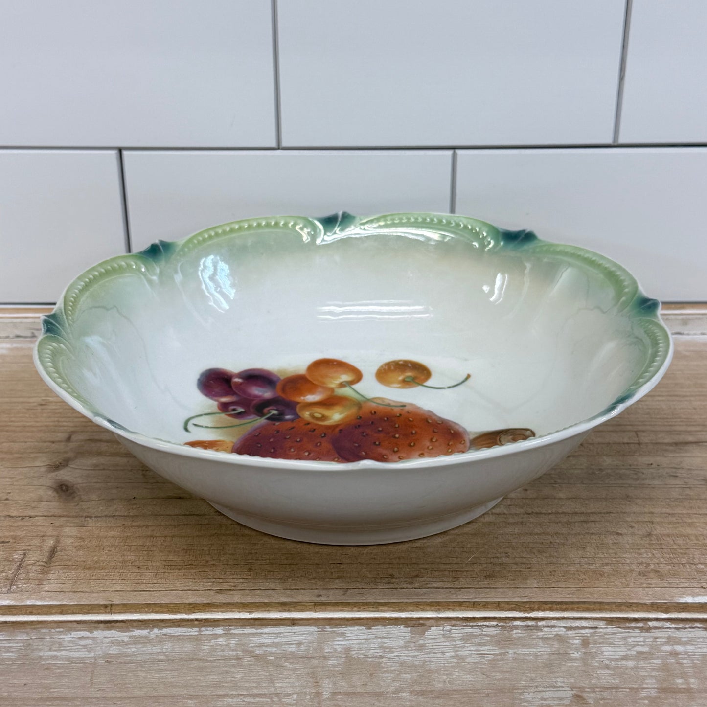 German Hand Painted Fruit Porcelain Serving Bowl