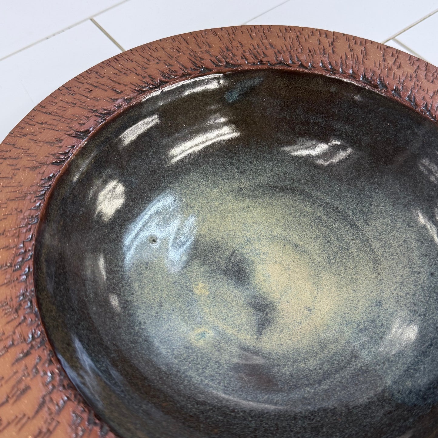 Bryant Signed Studio Pottery Textured Stoneware Bowl 2015