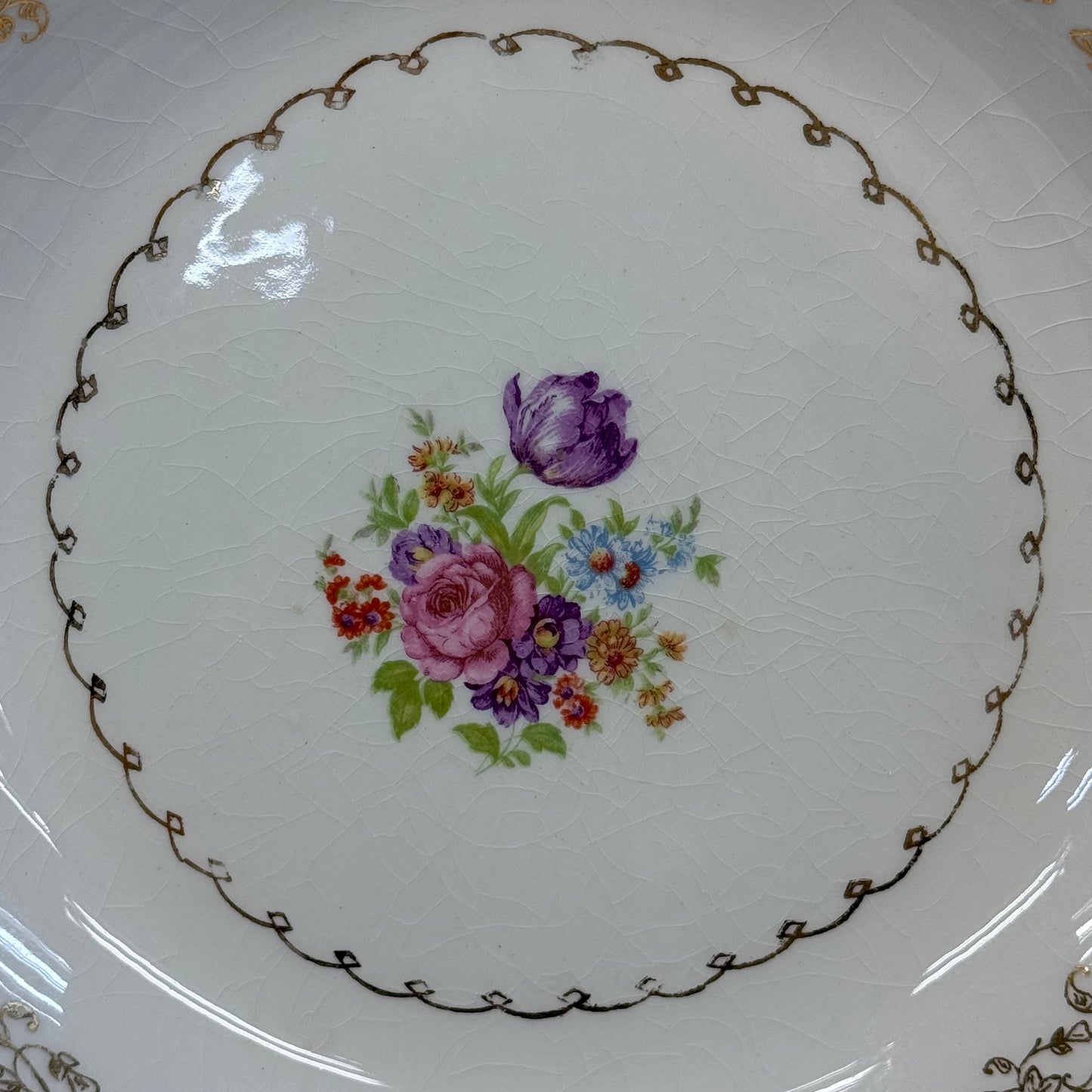 Stetson Soup Bowls Set 22K Gold Floral China