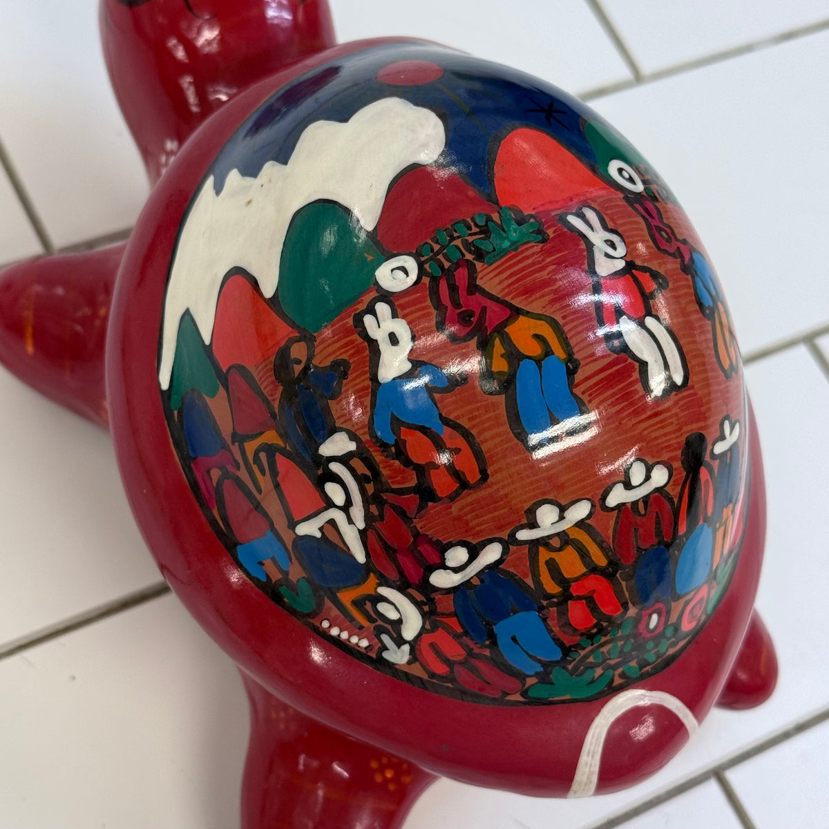 Mexican Folk Art Turtle Ceramic Trinket Box with Lid